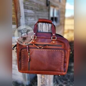 All Leather Western Briefcase